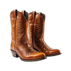 Cowboy Leather Boots Isolated on Transparent Background, PNG, Cut Out.
