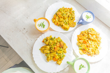 Chicken stewed with vegetables and kefir with chives.