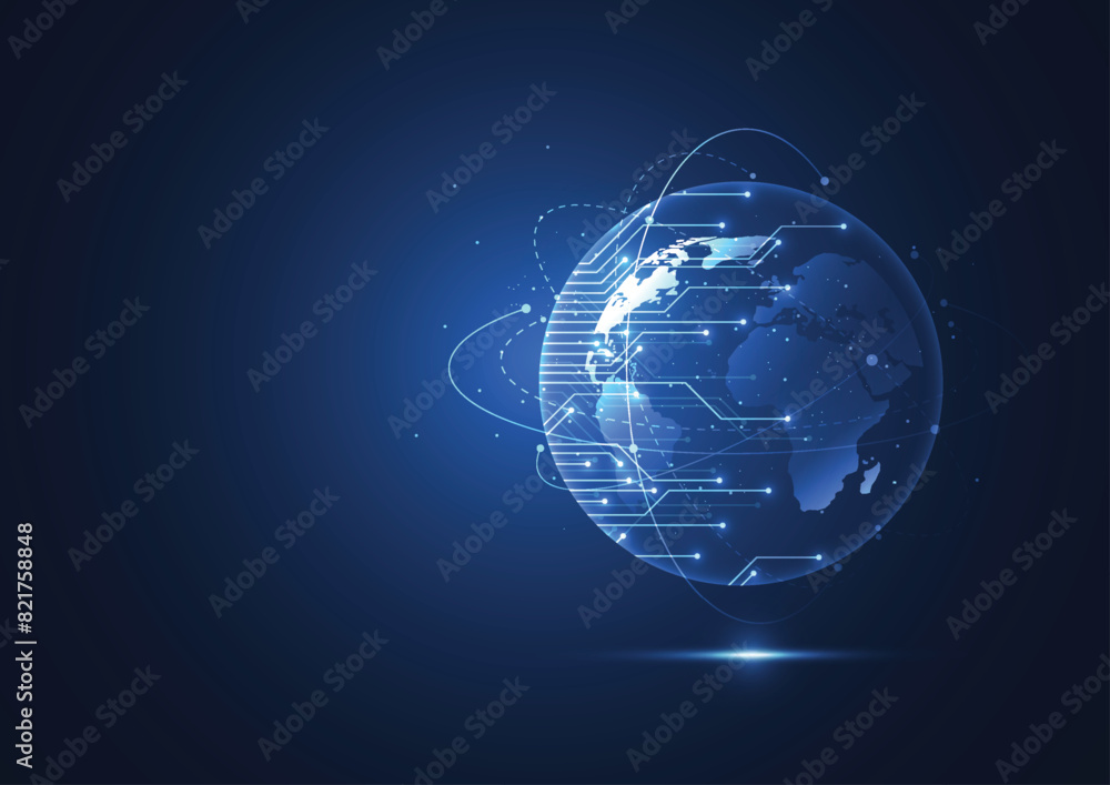 Poster global network connection. world map point and line composition concept of global business. vector i