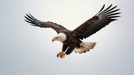 Fototapeta premium Eagle fly in snow Mountain Sit on Branch