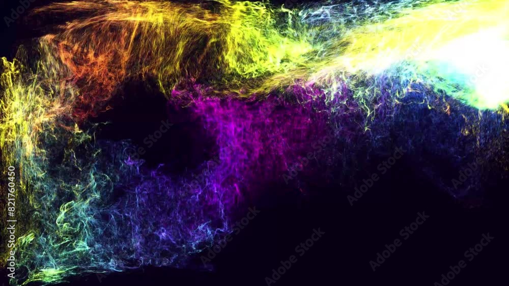 Poster glow particles spread like ink effect. luma matte as alpha channel. emitter ball emit swirl of glow 