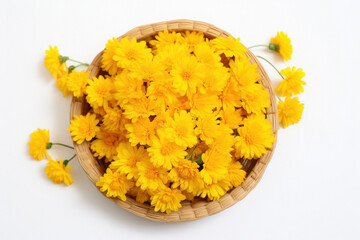yellow Chrysanthemum flowers in the basket
