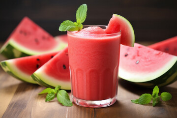 Fresh water melon smoothie in the glass