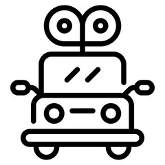 toy car outline icon and illustration