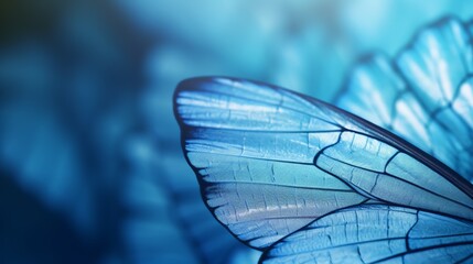 a blue butterfly's wings, with the intricate patterns and delicate veins clearly visible.