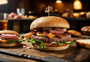 hamburger on the table