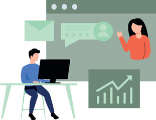 Boy talking to girl online.