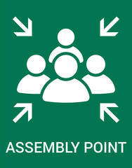 Emergency evacuation assembly point sign. Assembly point icon. Safety Signs. Evacuation Plan. Vector illustration