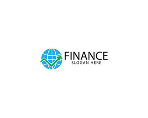 Global Finance in globe rotate arrow logo concept design template Illustration vector graphic