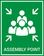 Emergency evacuation assembly point sign. Assembly point icon. Safety Signs. Evacuation Plan. Vector illustration