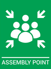 Emergency evacuation assembly point sign. Assembly point icon. Safety Signs. Evacuation Plan. Vector illustration