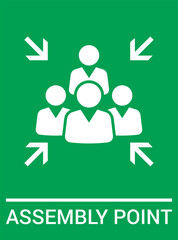 Emergency evacuation assembly point sign. Assembly point icon. Safety Signs. Evacuation Plan. Vector illustration
