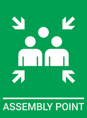 Emergency evacuation assembly point sign. Assembly point icon. Safety Signs. Evacuation Plan. Vector illustration