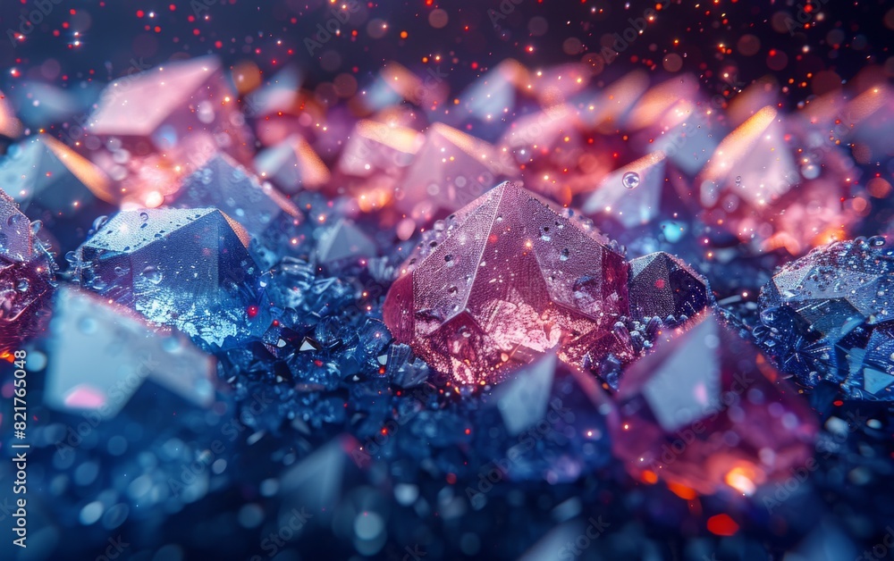 Aufkleber pink and blue diamond shapes create an abstract background with a bokeh effect