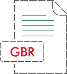 GBR file format icon Rounded dashed outline