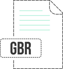 GBR  file format icon dashed outline