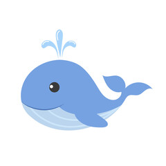 Whale. Cartoon whale for children's illustration. Hand drawn illustration of cute Whale, logo