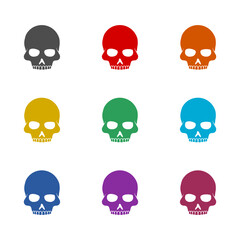 Skull simple icon isolated on white background. Set icons colorful