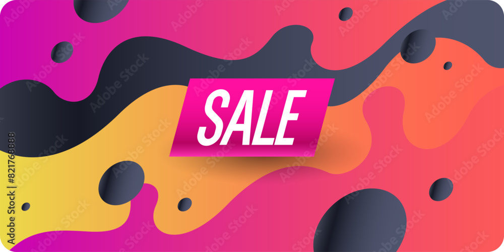 Poster poster sale. bright abstract background with various geometric elements. a composition of various sh