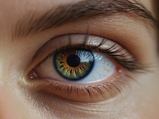 Fototapeta premium double exposure of female eye