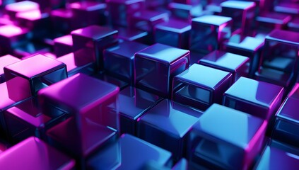 Abstract background with cubes in blue and purple colors