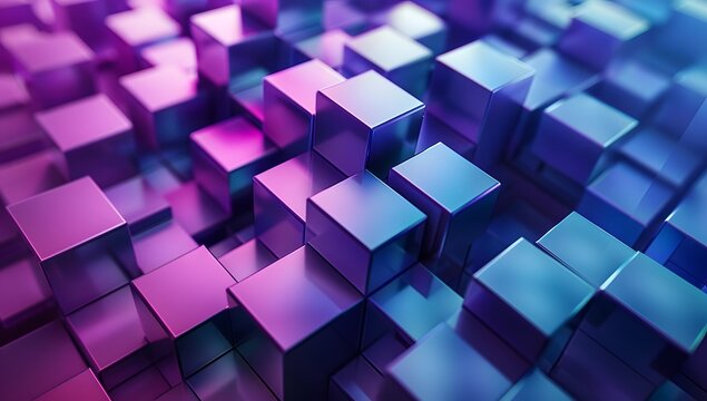 Fototapeta Abstract background with cubes in blue and purple colors