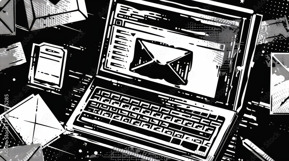 Poster a subscribe newsletter web banner template in a retro computer interface style. retrowave design for