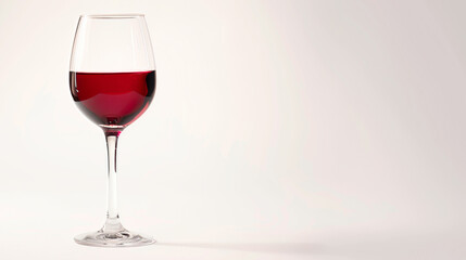 A glass with red wine isolated on white background, negative copy space. Rose wine splashing in glassware.