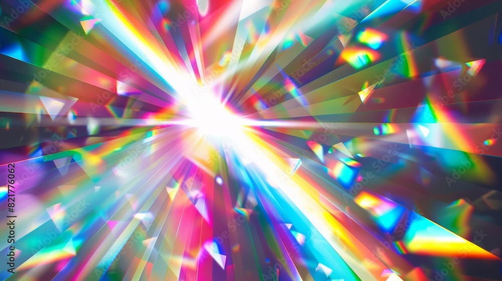 Poster a blurred background of abstract iridescent light with rainbow colors and prism effect. hologram ref
