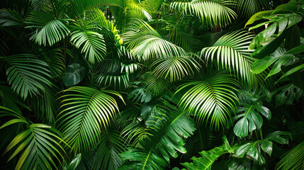 Green jungle. Greenery background forest.