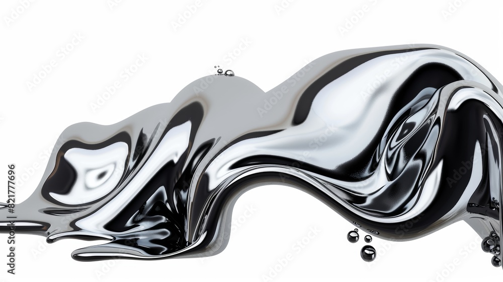 Fototapete isolated on white background, 3d rendering aluminum gradient shape design element with chrome metal 