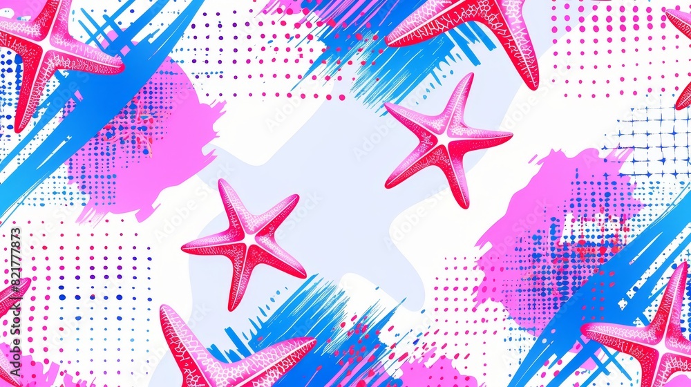 Poster cross lines and starfish in a seamless pattern. an element design, can be used as packing.