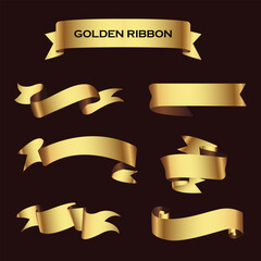 Set of Gold ribbon banners. Ribbon elements. Modern Luxury ribbons collection. isolated on dark background. Vector illustration eps 10	