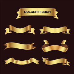 Set of Gold ribbon banners. Ribbon elements. Modern Luxury ribbons collection. isolated on dark background. Vector illustration eps 10	