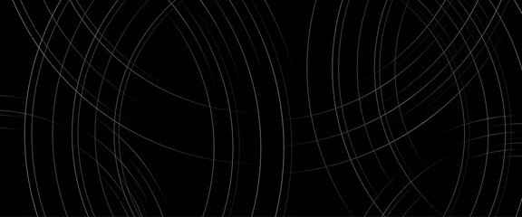 Vector abstract black background with white circle rings.