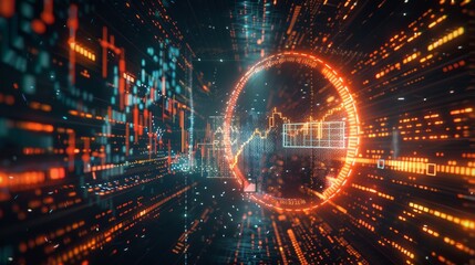Obraz premium Background of abstract digital chart, red stock business graph, bankruptcy, loss, and recession in finance, crash and crisis in economy