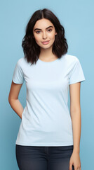Fototapeta premium portrait of woman with white clear t shirt