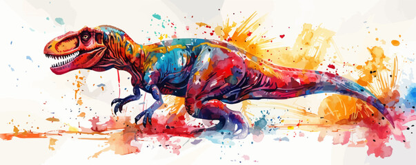Dinosaur, watercolor painting. vector illustration of animal collection. isolated cartoon.