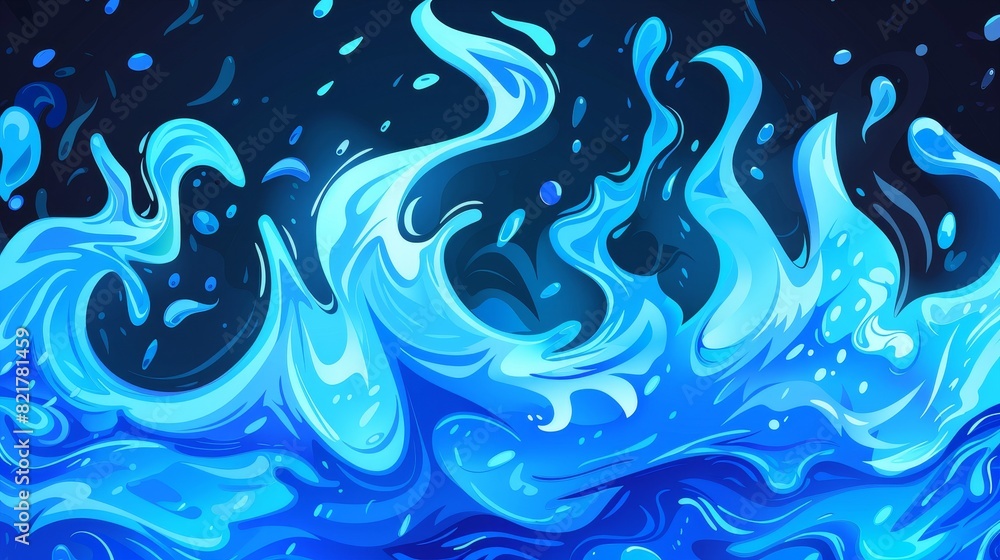 Poster an abstract dynamic flame texture pattern. background with a sea or ocean splash flow theme. illustr