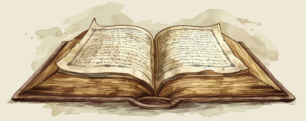 Obraz premium Quran book sketch hand drawn Vector illustration