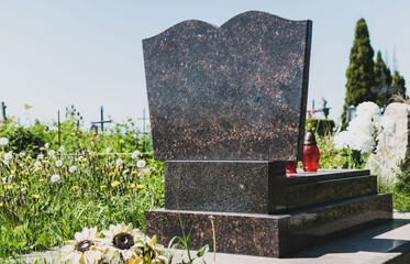 View of the tombstone in the cemetery