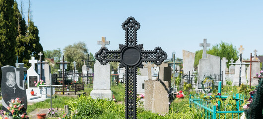 View of the tombstone in the cemetery
