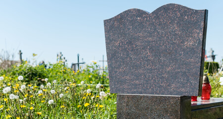View of the tombstone in the cemetery