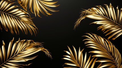 The tropical golden palm leaves on black background modern is a beautiful botanical design inspired by the rainforests of the tropics and the Caribbean. The exotic plant design is perfect as a flyer