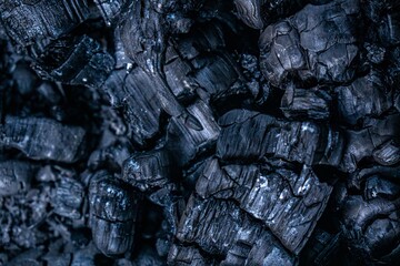 burnt wood charcoal black close up