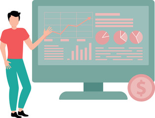 The boy is working on the dollar graph.