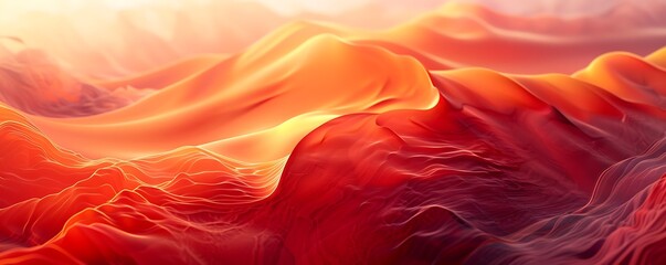 Energetic red and orange waves intermingling along the bottom, generating a lively flow from left to right.
