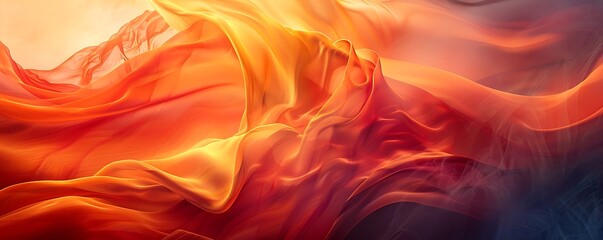 Energetic waves in shades of orange and red, creating a sense of lively motion as they move from left to right along the bottom.
