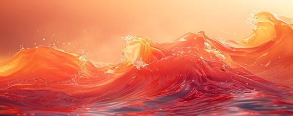 Energetic waves in bright red and orange, creating a sense of lively motion across the lower part of the image from left to right.