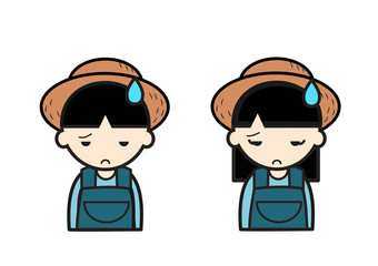 困った表情の農家の子どもたち